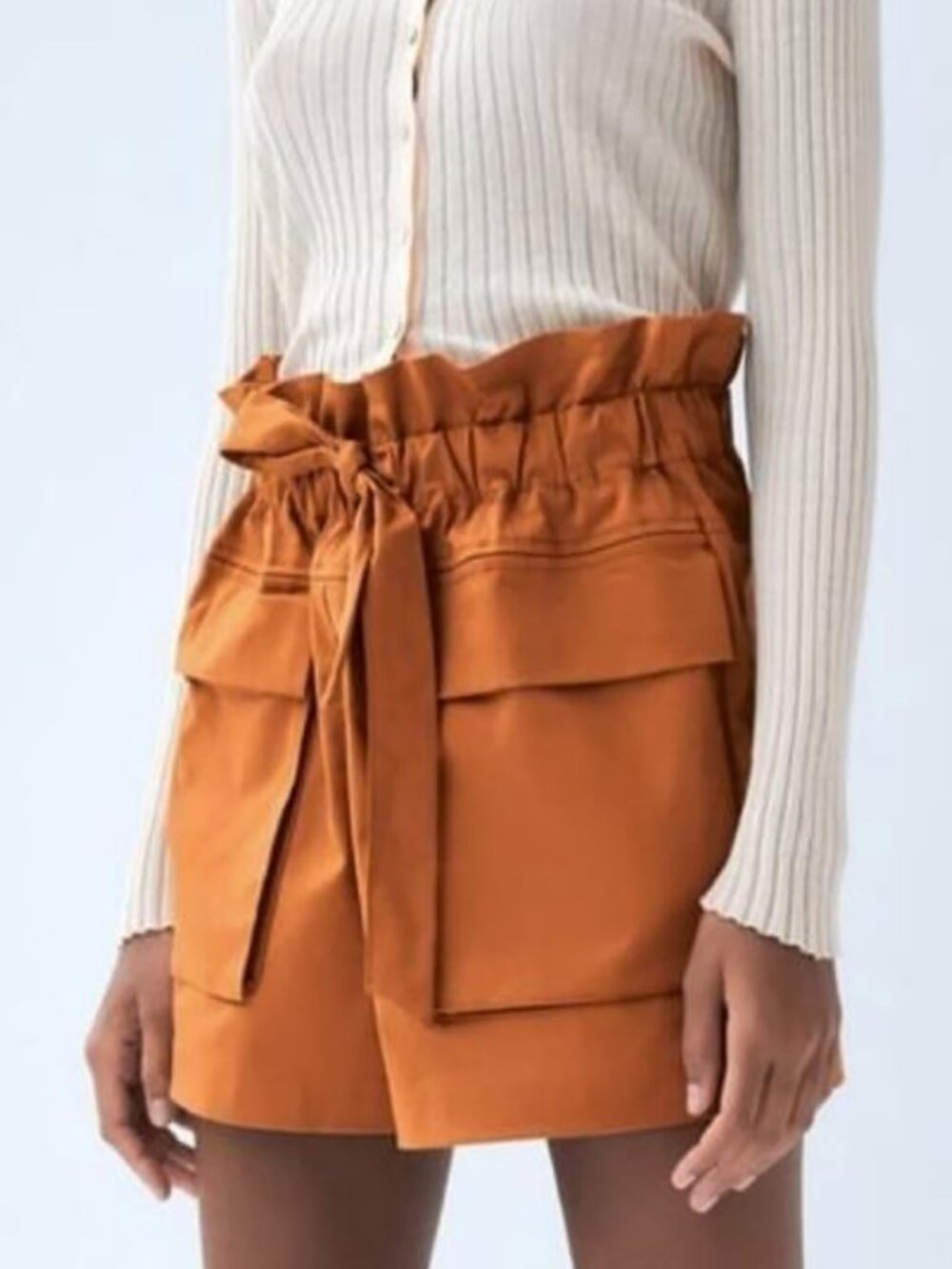 ZARA TRF Paperbag Shorts – Burnt Orange – Size M – NWOT